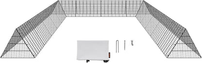 VEVOR Chicken Tunnels 600 x 400 x 61.5 cm (LxWxH) Chicken Tunnels Garden Portable Outdoor Chicken Tunnels with Corner Frames 2 Sets for Chickens Ducks Rabbits - QUORE