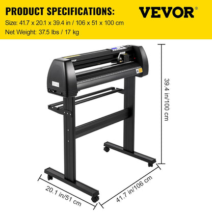 VEVOR Vinyl snijplotter 870 mm, led-snijplotter, nauwkeurige handmatige positionering, software ondersteunt MAC- en Windows-systemen, instelbare kracht en snelheid, voor het maken van etiketten
