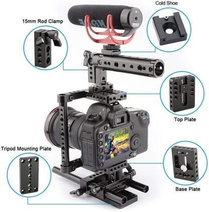 CAMVATE Camera Cage Rig w/Top Handvat Statief Mount Plaat voor Nikon Sony Panasonnic