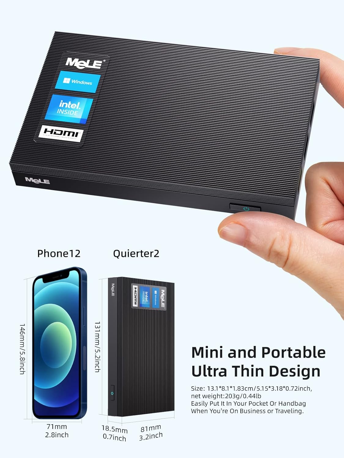 Mini PC – Mini Computer – Compacte PC – Kleine Desktop – Stille PC – 8GB/256GB – Ventilatorloos & Compact formaat