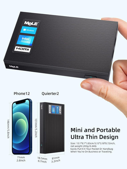 Mini PC – Mini Computer – Compacte PC – Kleine Desktop – Stille PC – 8GB/256GB – Ventilatorloos & Compact formaat