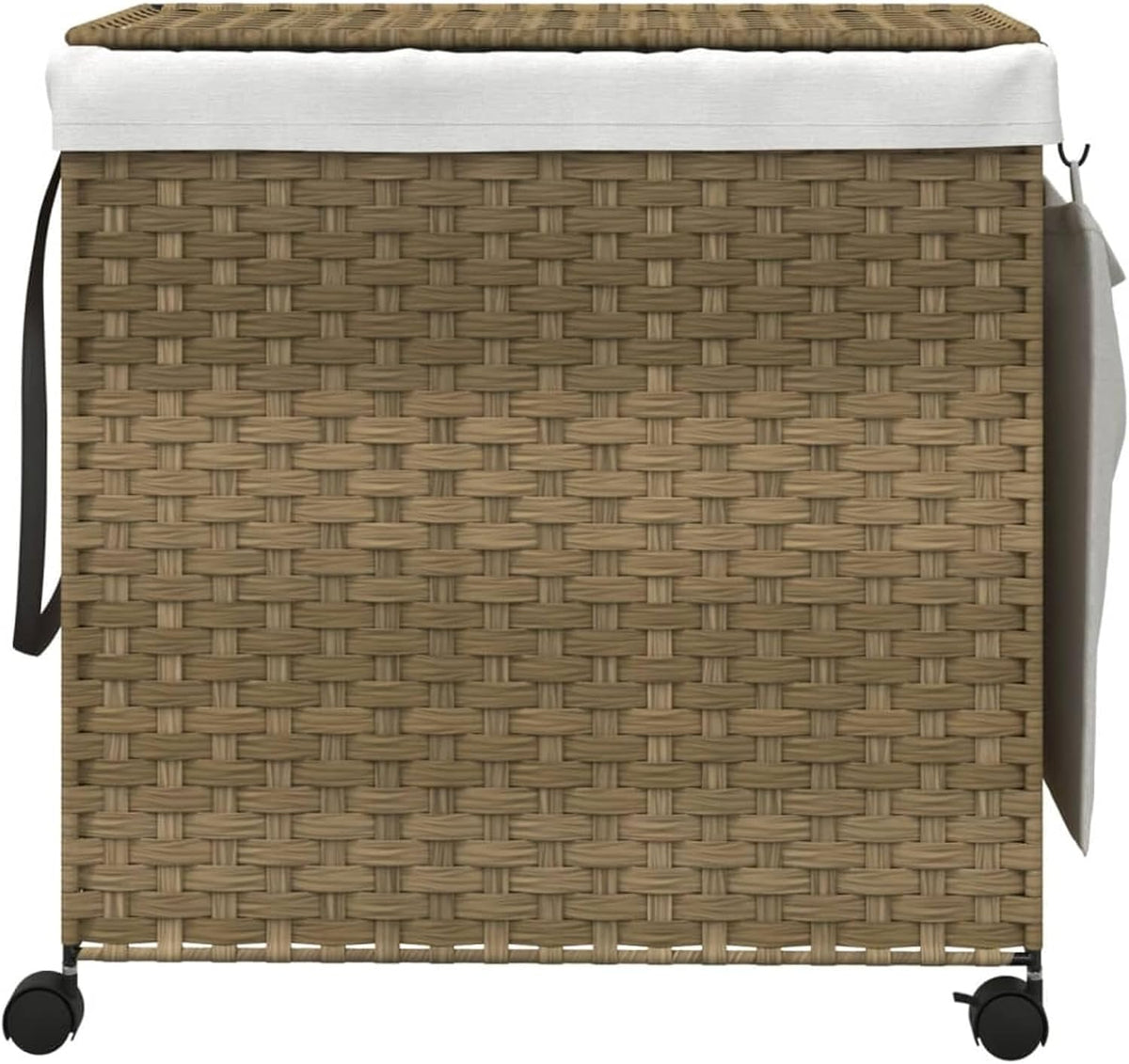 Gecheer Laundry Basket with Wheels, 60 x 35 x 60.5 cm, Rattan, Laundry Basket, Laundry Basket, Laundry Basket for Baby Clothing, Bed Linen, Shoes 372039 - QUORE