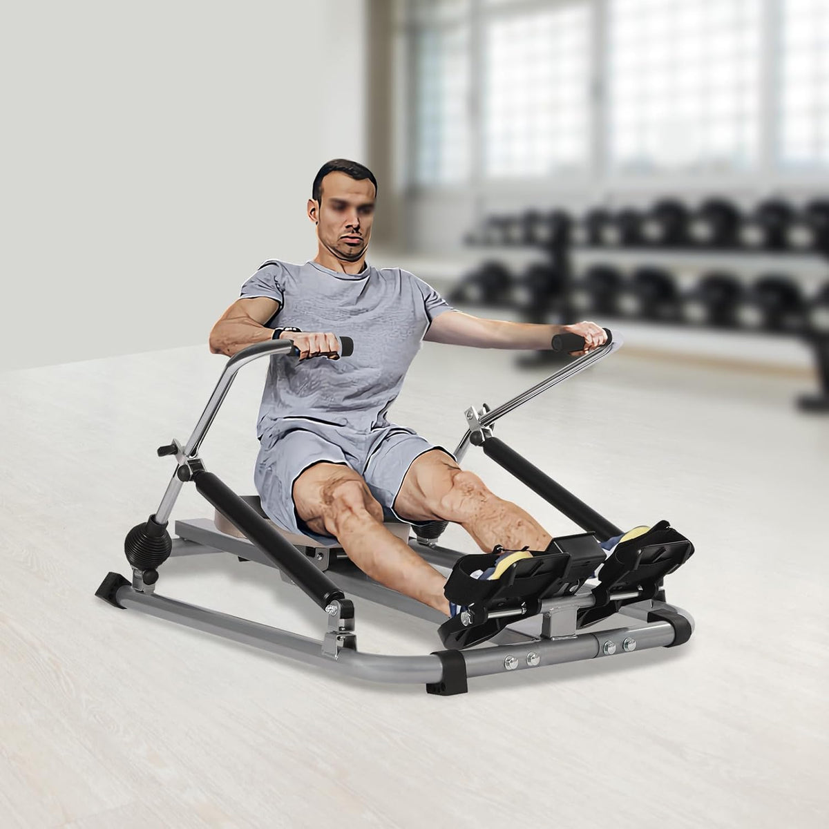 Silent home rowing machine, LCD data display, rowing machine for home, load capacity up to 120 kg for greater stability, easy assembly, the first choice for home fitness - QUORE