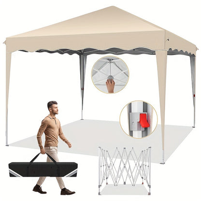 3×3m Instant Pop-Up Camping Tent with Hook & Loop Closure - Easy Setup Portable Outdoor Canopy Suitable for Picnic, Market Stall, Backyard - Lightweight Folding Tent for s &