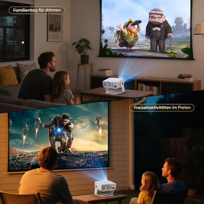 2025 Smart beamer 4K ondersteuning Android 11, Full HD 1080P, 28000 lumen, WiFi 6 en BT 5.2, houder verstelbaar 120°, elektrische focus, trapeziumcorrectie, thuisbioscoopprojector voor switch
