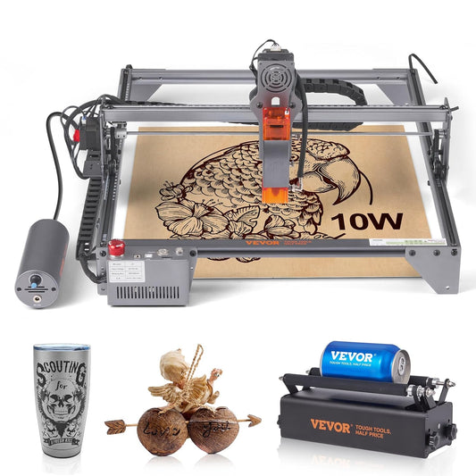 VEVOR Lasergraveermachine 10W Graveermachine 40x40cm Werkbereik Lasergraveren 455±5nm Blauw Licht Laser 10.000mm/min Compatibel met LightBurn & LaserGRBL voor Hout Kunststof, Acryl Leer Roestvrij Staal