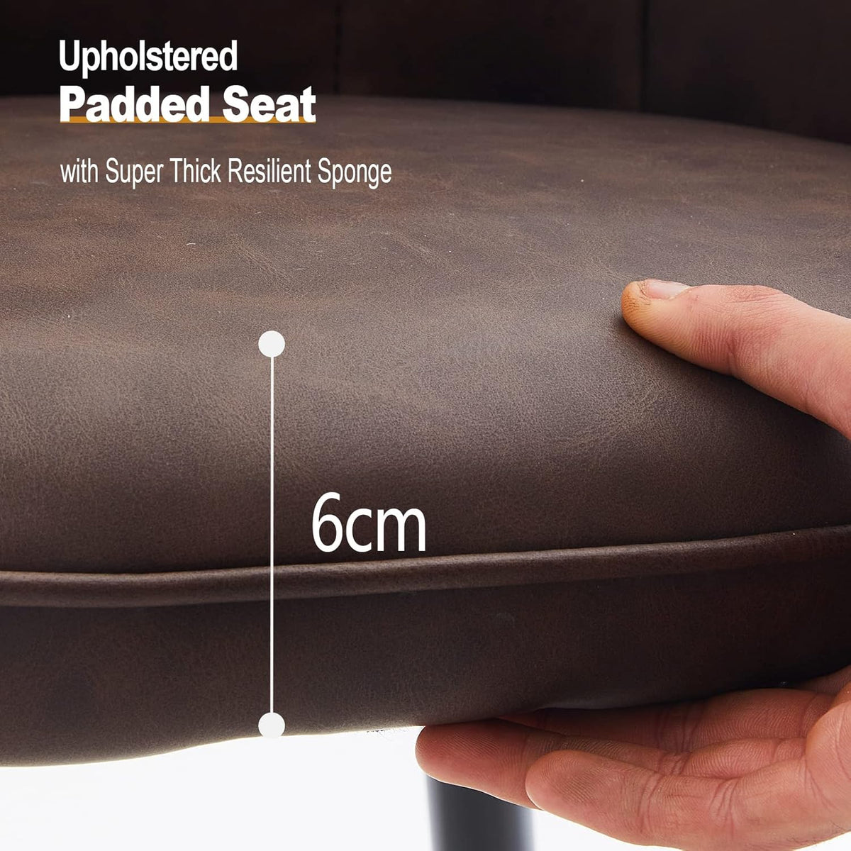 TUKAILAI Eetkamerstoelen, set van 2 met armleuningen, kunstleer, gestoffeerd, rugleuning, metalen poten, loungeontvangst, eetkamer, keuken, woonkamer, 2 stuks, bruin