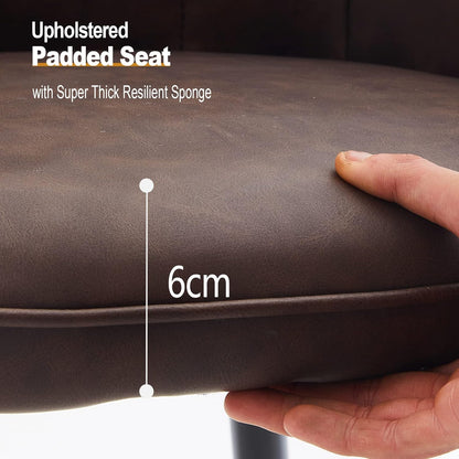 TUKAILAI Eetkamerstoelen, set van 2 met armleuningen, kunstleer, gestoffeerd, rugleuning, metalen poten, loungeontvangst, eetkamer, keuken, woonkamer, 2 stuks, bruin