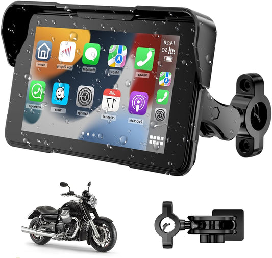 CarPlay Display Motorfiets – Motorfiets Navigatiesysteem – CarPlay Scherm – Android Auto Interface – Bluetooth Helmverbinding – 5 Inch HD Touchscreen – Waterdicht IP67