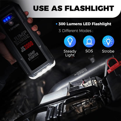 Auto Noodstarter – Jumpstarter – Starthulp – Startbooster – Accubooster – 12V – 2000A Piekstroom – 16000mAh Powerbank