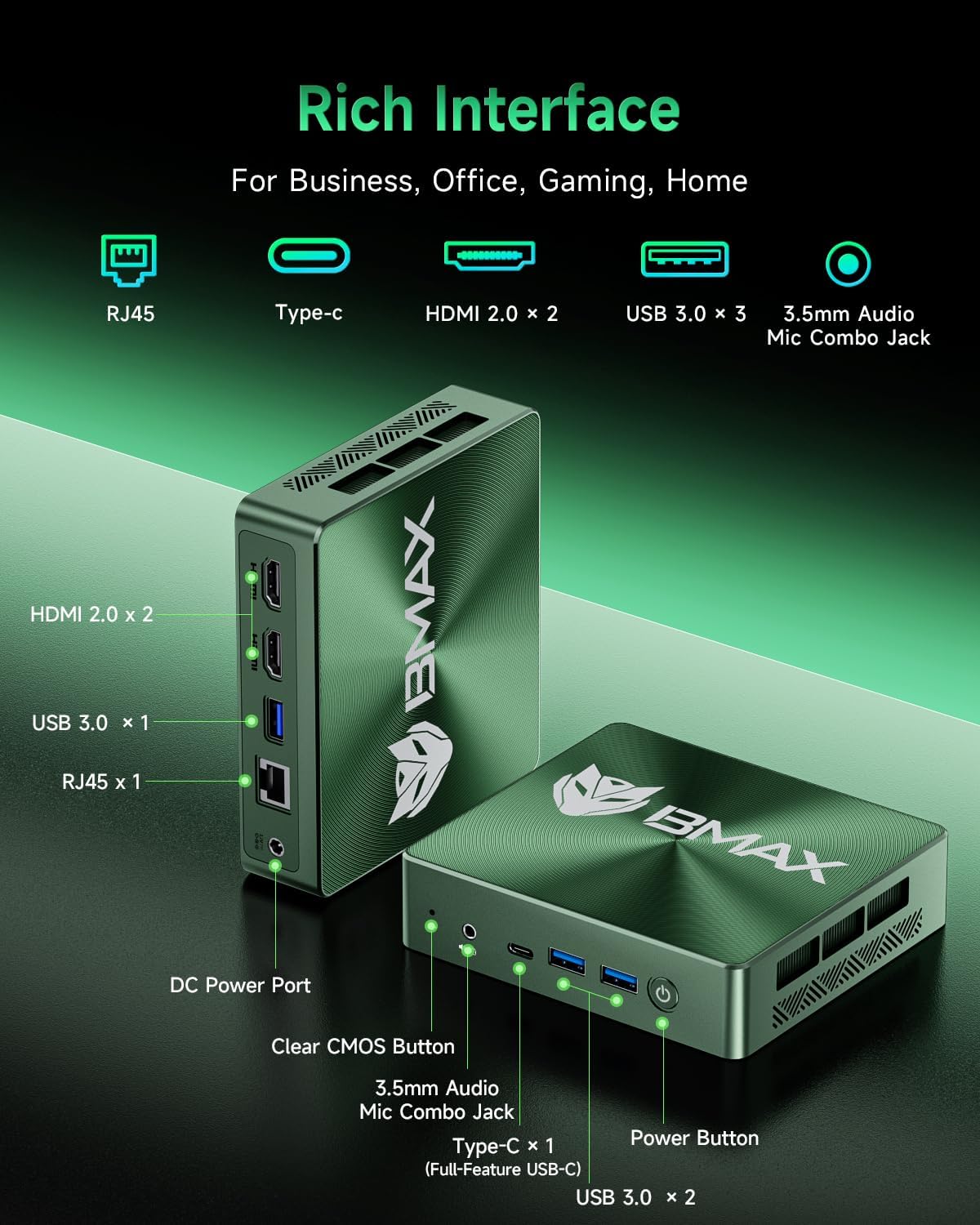 BMAX Mini PC B6 Plus, Intel Core i3-1000NG4 (overtreft N150/N95, tot 3,2 GHz), 12 GB LPDDR4 RAM 512 GB NVMe SSD W-11 Pro, 4K 3-display HDMI/USB-C, wifi, BT mini-computer voor kantoor, thuis, bedrijf