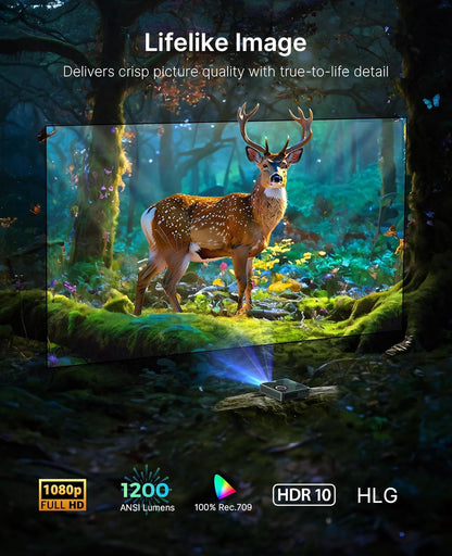 NexiGo Nova Mini, Draagbare Laserprojector, Google TV met Netflix, 1080p FHD, 1200 Lumen, 15000:1 Contrast met SAE, 3D, Automatische Setup, 150" Beeldscherm, 8W Dolby Audio