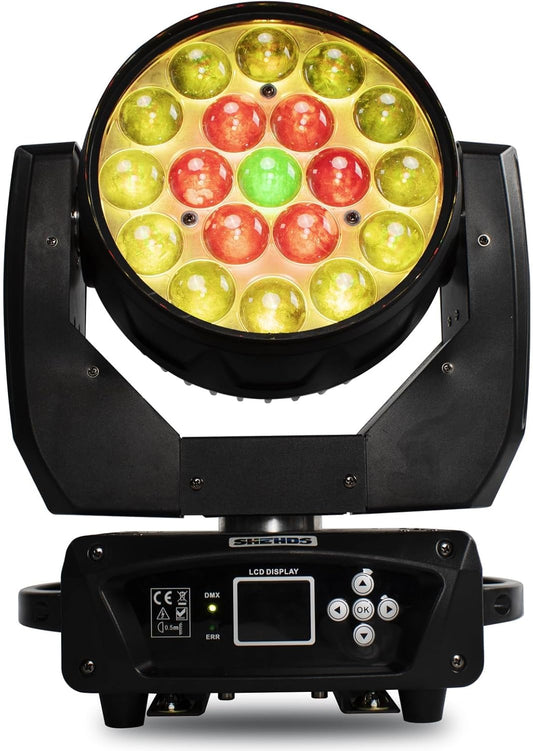 SHEHDS bewegen hoofd licht LED 19x15W RGBW 4 in 1 straal/wassen/zoom effect schermlichten DMX professionele controle zijn geactiveerde DJ verlichting voor Kerstmis discotheek en nachtkast