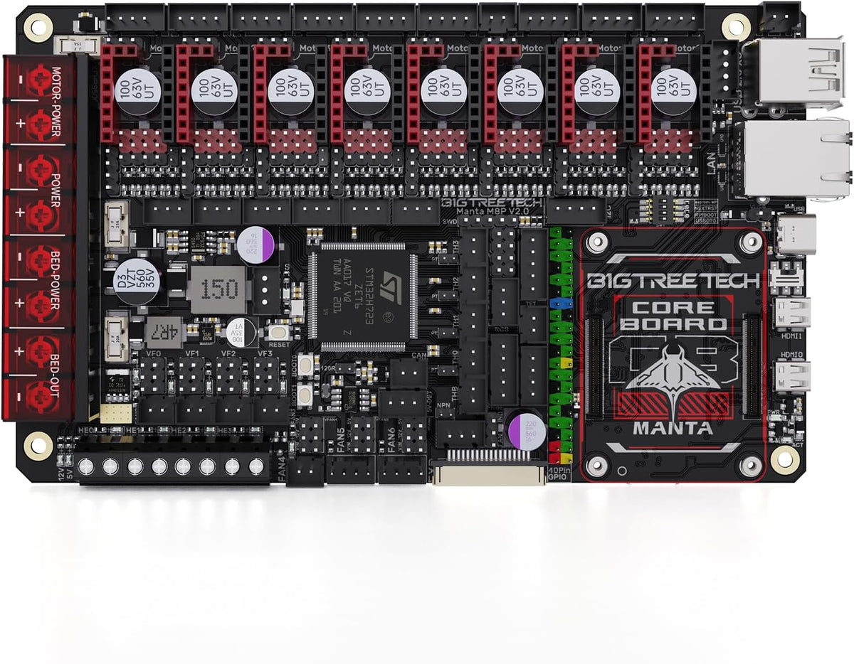 BIGTREETECH Manta M8P V2.0 Geïntegreerde besturingskaart 32Bit met Klipper en CB1, hoge snelheid 3D-printer stille moederbord, compatibel met TMC5160T Plus, TMC5160, TMC2209, TMC2240 Stepper Driver