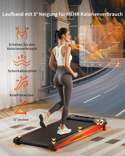 Anylife treadmill, desk walking pad, ramp runner, compact Treadmill, running machine, silent running mat, LED display, treadmill for home 150kg - QUORE