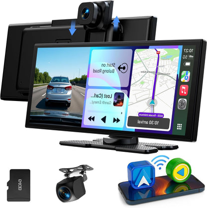 Draadloos CarPlay Display – Android Auto Scherm – Autoradio Touchscreen – Auto Multimediasysteem – In-Car Entertainment – 10,25 Inch In-Cell Touchscreen – Voor- en Achter Dashcam 2.5K + 1080p