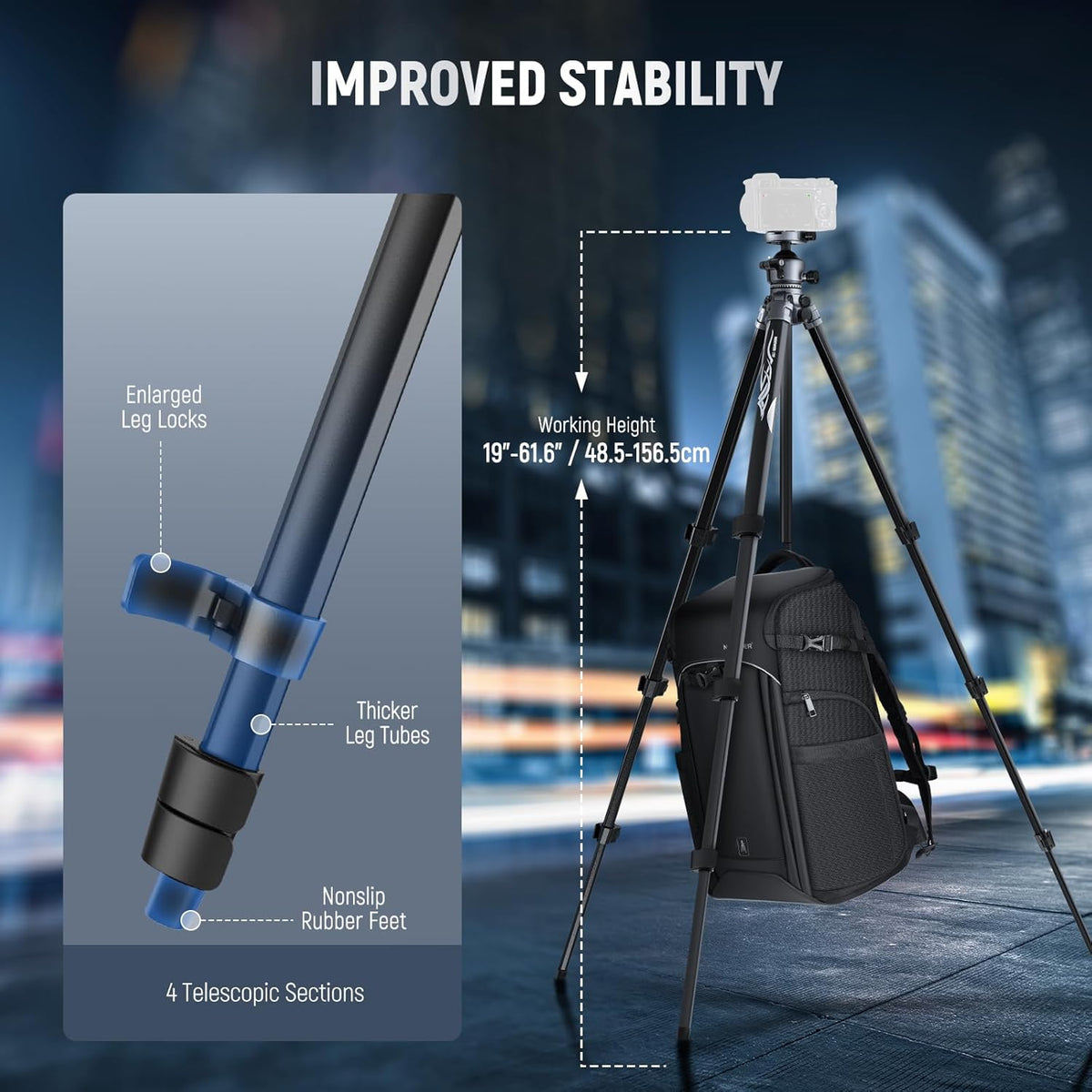 NEEWER LITETRIP LT07 Aluminium reisstatief voor camera, Pan Tilt Laag Profiel, Kogelhoofd, Arca QR-plaat, compatibel met Peak Design statiefplaat V3, dubbele as, telefoonhouder, max belasting 10 kg