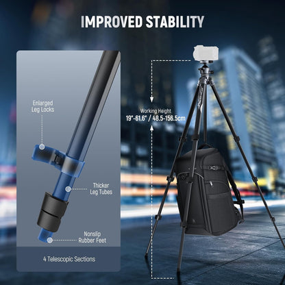 NEEWER LITETRIP LT07 Aluminium reisstatief voor camera, Pan Tilt Laag Profiel, Kogelhoofd, Arca QR-plaat, compatibel met Peak Design statiefplaat V3, dubbele as, telefoonhouder, max belasting 10 kg