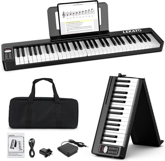 Inklapbaar Pianotoetsenbord 61 Toetsen – Keyboard – Digitale Piano – Elektrische Piano – Opvouwbare Piano – Semi-Gewogen Toetsen – Bluetooth MIDI