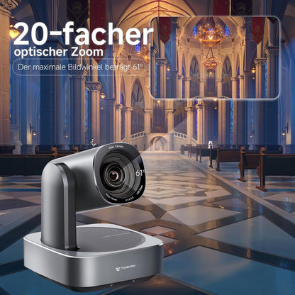 PTZ-Camera – Conferentiecamera – Livestream Camera – Videoconferentiecamera – Vergadercamera – Full HD 1080p 60 fps – 20x Optische Zoom