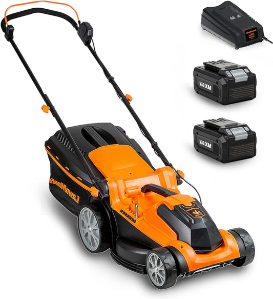 Elektrische Grasmaaier – Accu Grasmaaier – Snoerloze Grasmaaier – Lithium-ion Grasmaaier – Draadloze Grasmaaier – 37 cm Snijbreedte – 2x 24V 4,0Ah Batterijen – Mulchfunctie & 40L Grasopvang - QUORE