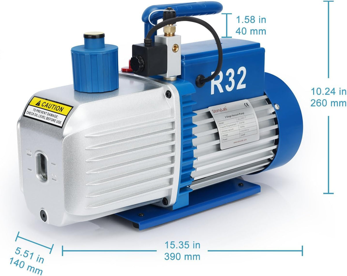 Tweefasen Vacuümpomp – Rotary Vane Pomp – Oliepomp – Vacuüm Pomp – Vacuum Machine – R32 Explosiebeveiliging – 10-15 Pa Ultiem Vacuüm – 170 L/min Flow Rate