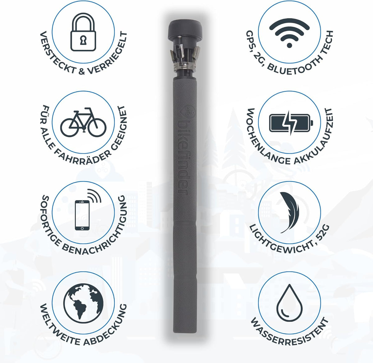Van BikeFinder GPS-fietstracker, verborgen in het stuur, fietsdetectieapparaat, anti-diefstal, diefstalbeveiliging, simkaart inclusief ABO vereist
