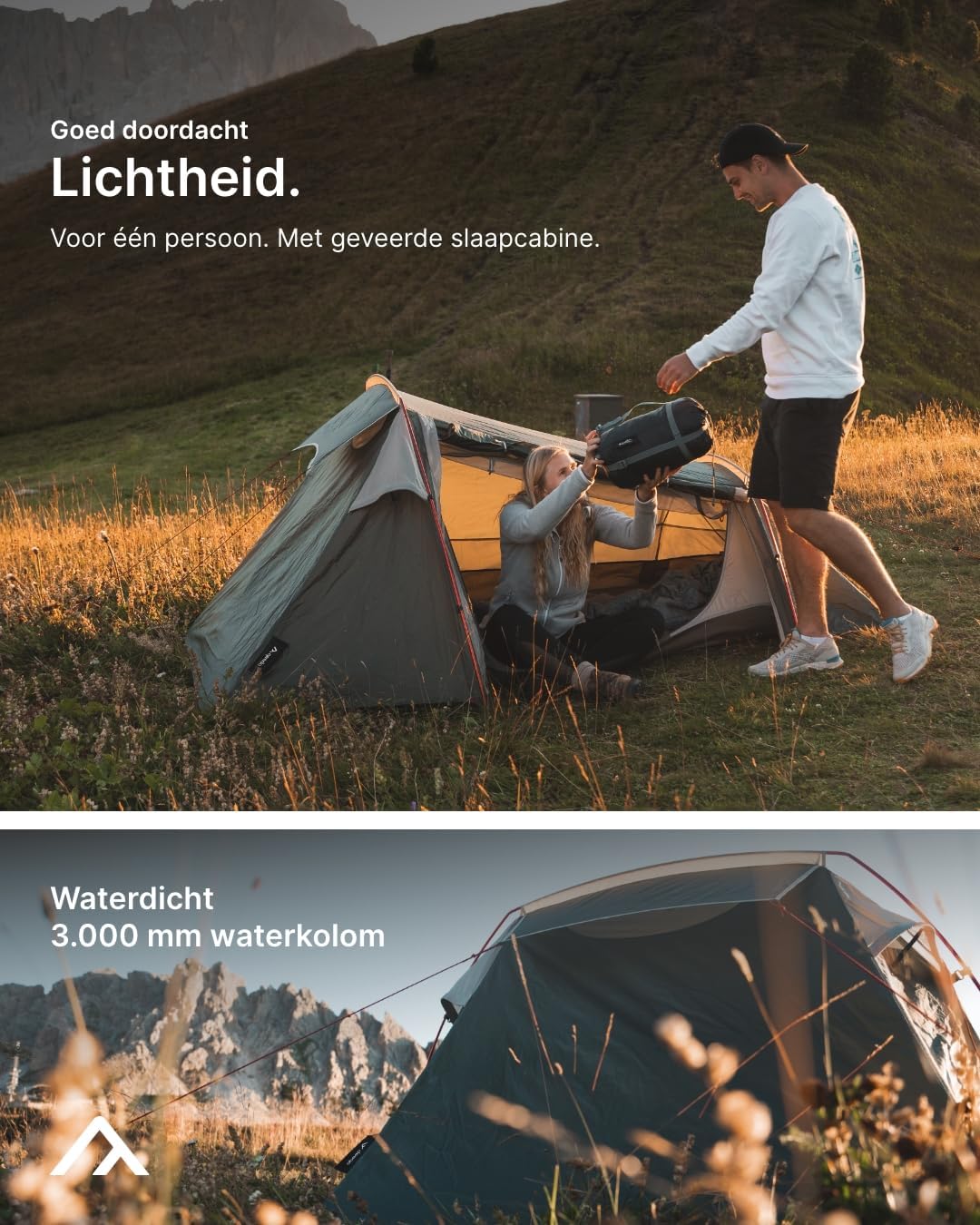 "Qeedo Light Spruce Trekking tent in 2 mate, ultralicht, tunneltent "