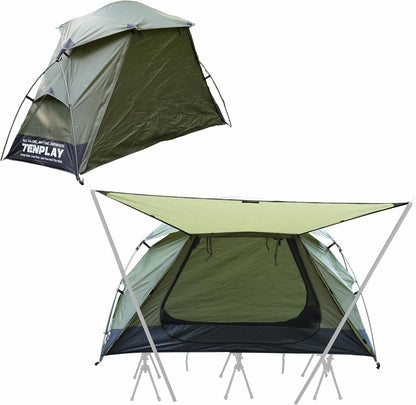 1 Man Oasis Tent 2 kg ultralicht, 7001 aluminium stangen, PU5000 waterdicht met 210T polyester, één-in-één ontwerp, compacte backpacktent met ventilatieramen, voor wandelen, vissen, reizen