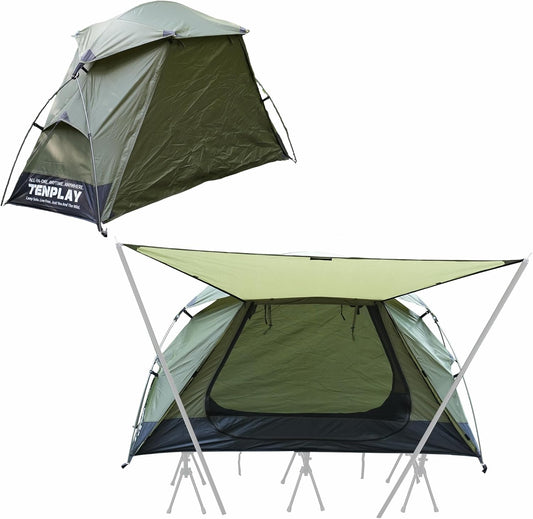 1 Man Oasis Tent 2 kg ultralicht, 7001 aluminium stangen, PU5000 waterdicht met 210T polyester, één-in-één ontwerp, compacte backpacktent met ventilatieramen, voor wandelen, vissen, reizen