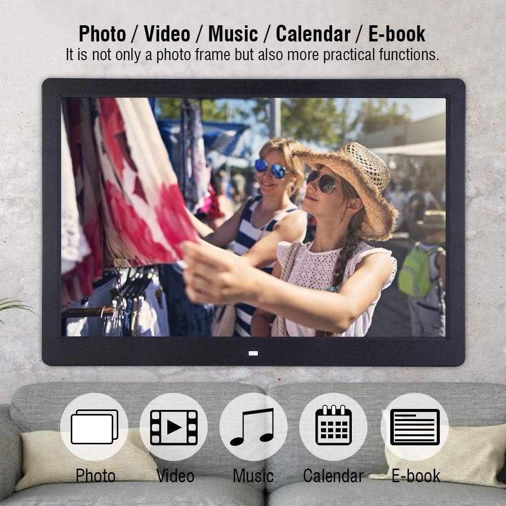 Digitale Fotolijst 15,4 Inch, LED Display 1280x800 HD, Klok en Kalender, Foto-Video Diavoorstelling, USB en SD-Kaart