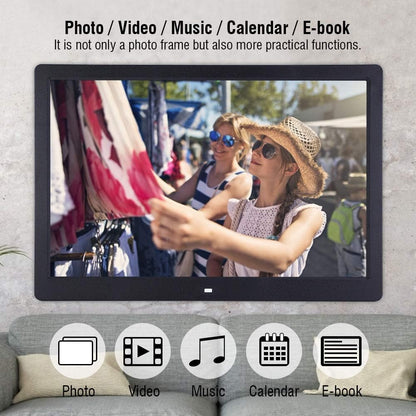 Digitale Fotolijst 15,4 Inch, LED Display 1280x800 HD, Klok en Kalender, Foto-Video Diavoorstelling, USB en SD-Kaart