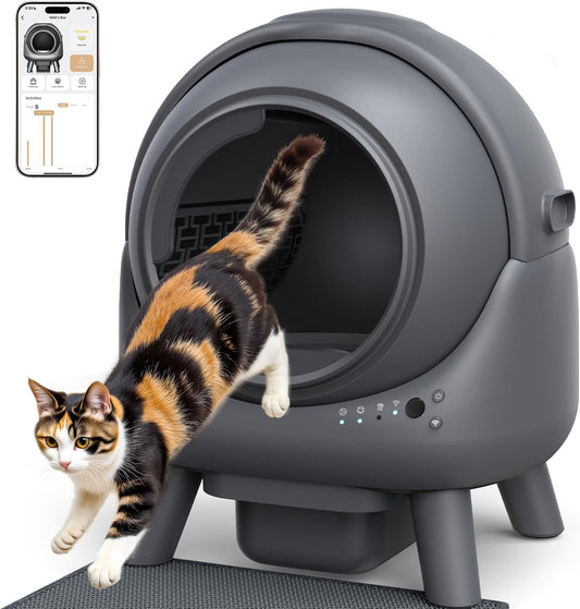 Zelfreinigende Kattenbak FEELNEEDY, Automatische Kattentoiletveiligheid, Anti-Knijpen, App-Bediening, Extra Grote Automatische Kattenbak Voor Meerdere Katten