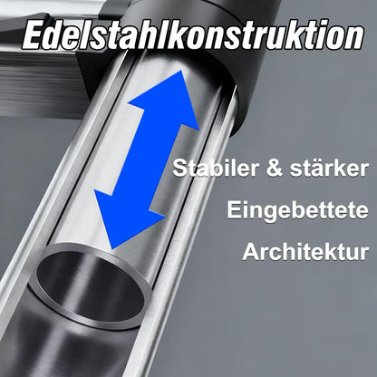 Brsheco roestvrijstalen telescoopladder opvouwbare ladder 5 m (2,5 + 2,5 m), uitschuifbare ladder 2-in-1 multifunctionele ladder, met stabilisator, breed toepasbaar, stepladder, huishoudladder, draagv