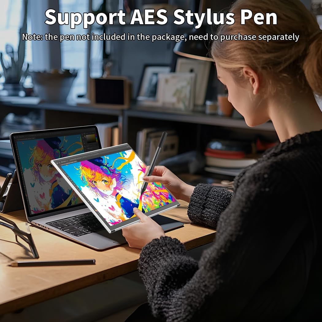 Portable Monitor Touch Screen 14 inch 2K, 2560x1440 100% P3 1Ms Mobile Display, AES Stylus Pen Support, Eye Care Portable Monitor - QUORE