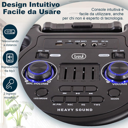 Draadloze Feestspeaker – Karaoke Speaker – Partyspeaker – Draagbare Luidspreker – Bluetooth Speaker – Inclusief Microfoon – 100 W Vermogen – TWS-Functie