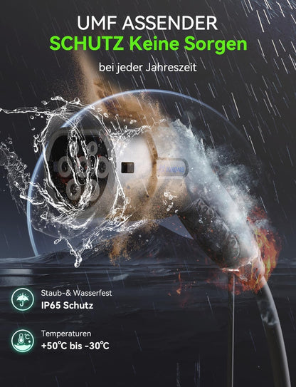 Oplaadkabel voor elektrische auto, type 2, 16 A/11 kW/3-fasig/5 meter, elektrische auto oplaadkabel type 2 naar type 2, EV oplaadkabel voor E auto EV/PHEV modus 3 type 2 oplaadkabel compatibel met