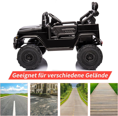 12 V Glijauto voor kinderen, gelicentieerde Toyota-glijauto, op batterijen, elektrische kinderauto met afstandsbediening, muziek, ledverlichting, veersysteem, dubbele deuren, veiligheidsgordel (zwart)