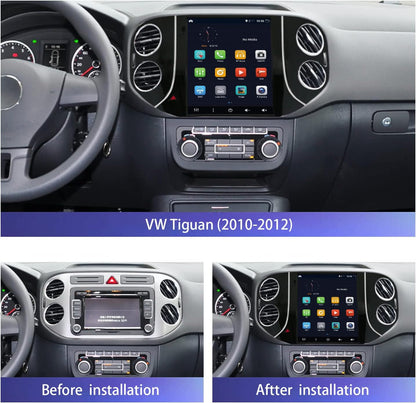 Android 12 [6GB+128GB] 2 Din Autoradio for V.W V.olkswagen Tiguan (2010-2016)-[Ingebouwd CarPlay/Android auto/DSP/GPS]-IPS 2.5D 9.7 Inch-Camera +MIC-DAB/Stuurbediening/Bluetooth 5.0/Mirror Link