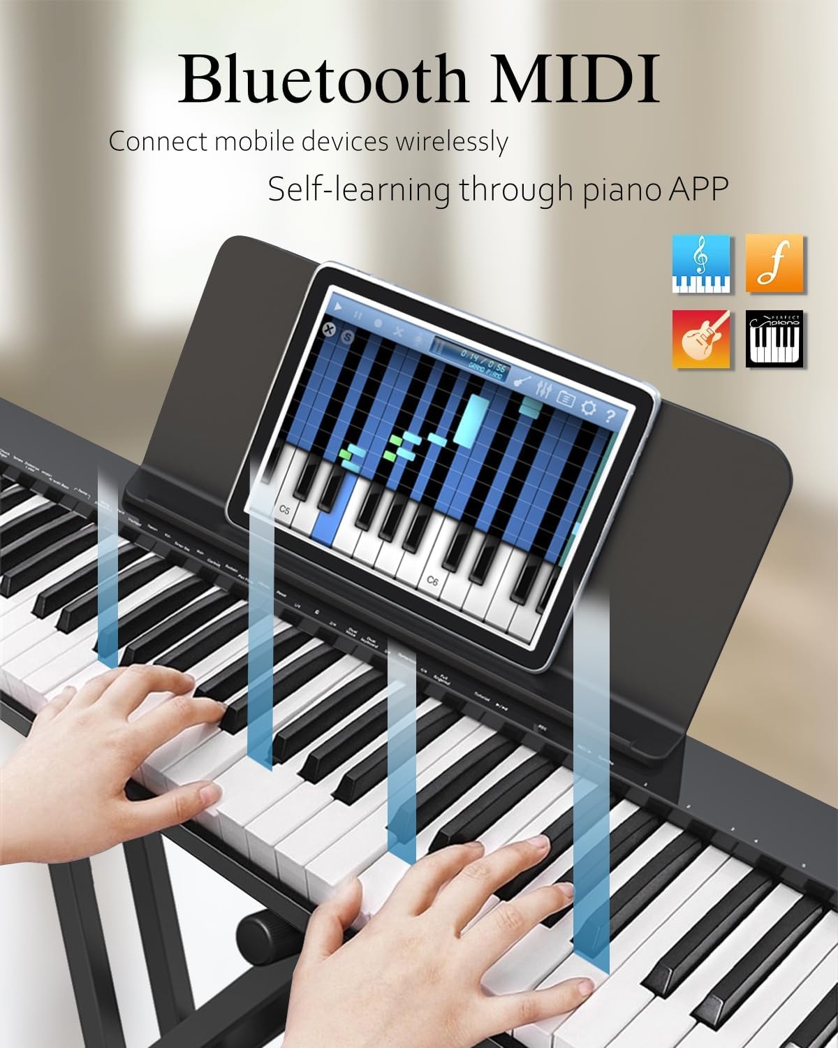 Digitale Piano Wit – Elektrisch Keyboard – Piano-Keyboard – Elektrische Piano – 88-Toetsen Keyboard – 88 Semi-Gewogen Full-Size Toetsen – Complete Beginnerset Met Draagtas, Muziekstandaard, Sustainpedaal En Hoofdtelefoon