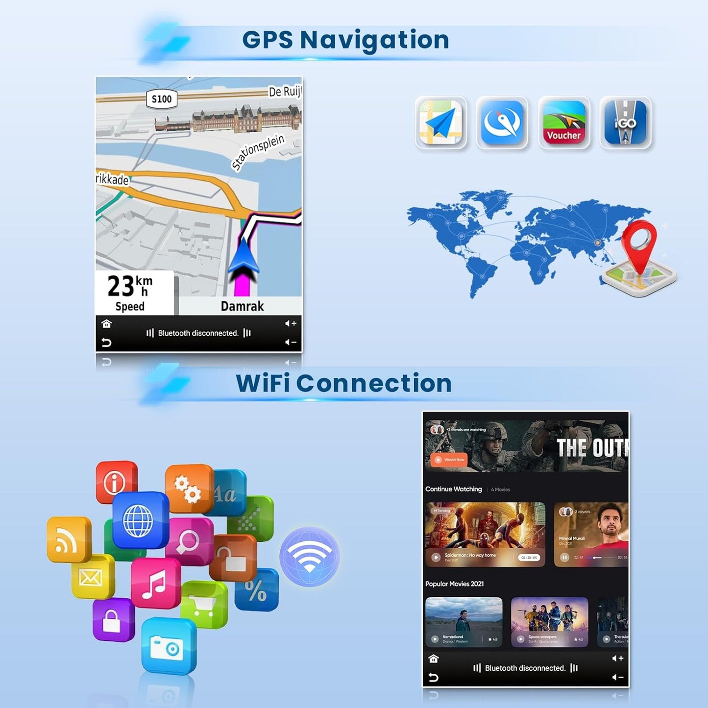 Android autoradio – Multimedia scherm – Touchscreen radio – Infotainmentsysteem – Navigatiesysteem – Voor 2009-2015 – 9,7 Inch Android 15 Met Wireless CarPlay En Android Auto – 2+64GB Met GPS, WiFi, Bluetooth, Split Screen En Achteruitrijcamera