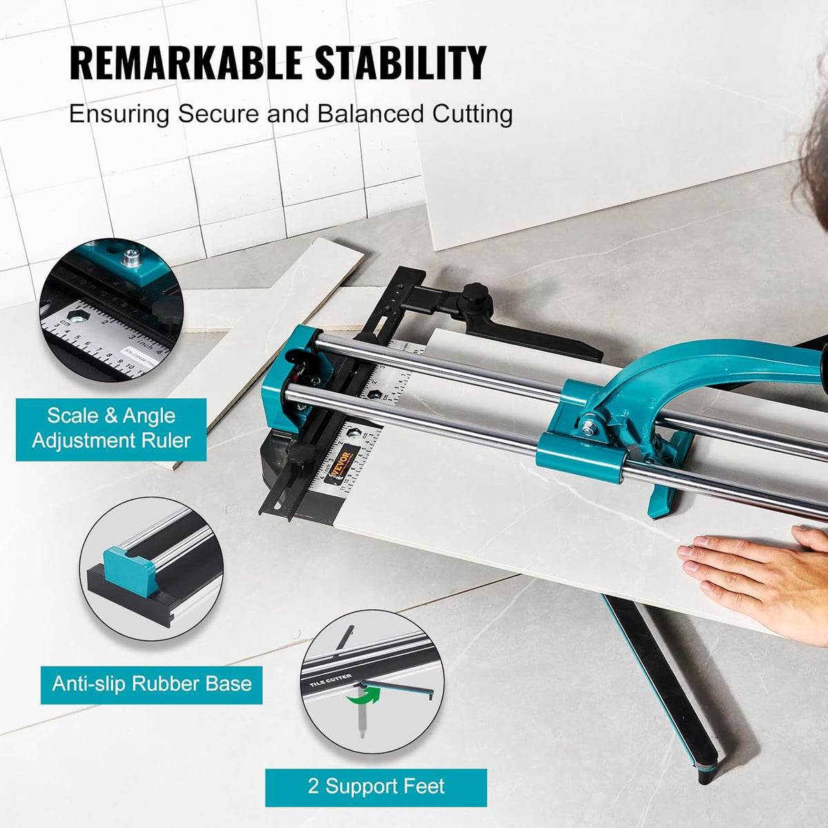 VEVOR Tegelsnijder dubbele rails snijlengte van 1200mm, minimale snijdikte 4-15mm. Snijbreedte 25mm Tegelsnijder incl. extra snijwieltje Tegelleg & renovatieprojecten