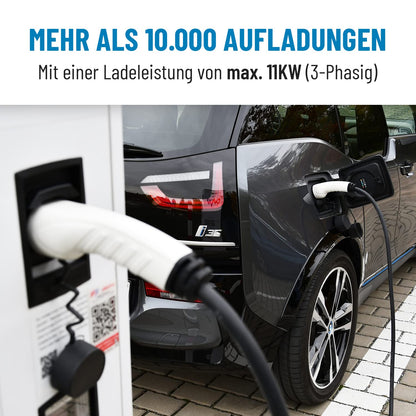 ABSINA Type 2 oplaadkabel 11 kW & 16 A voor hybride en elektrische auto, 7,5 meter, type 2 oplaadkabel, 3-fase, mode 3 oplaadkabel, compatibel met model 3, e-Up, ID.3, Zoe, EQ fortwo, Kona Electrisch