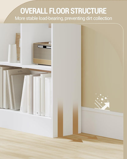 Hzuaneri Bookcase and Bookshelf with 7 Layers, Freestanding Display Organizer with 8 Divided Sections, for Home Office, Living Room and Bedroom, 24 x 60 x 199cm, White, BC11703X