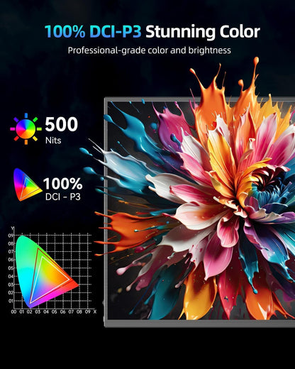UPERFECT Portable Monitor QLED 18 Inch 2.5K 144Hz, 16:10, 100% DCI-P3 1500:1 500Nits Gaming Display 2560x1600 with HDMI & USB-C, Compatible with Laptop/PC, VESA Compatible - QUORE