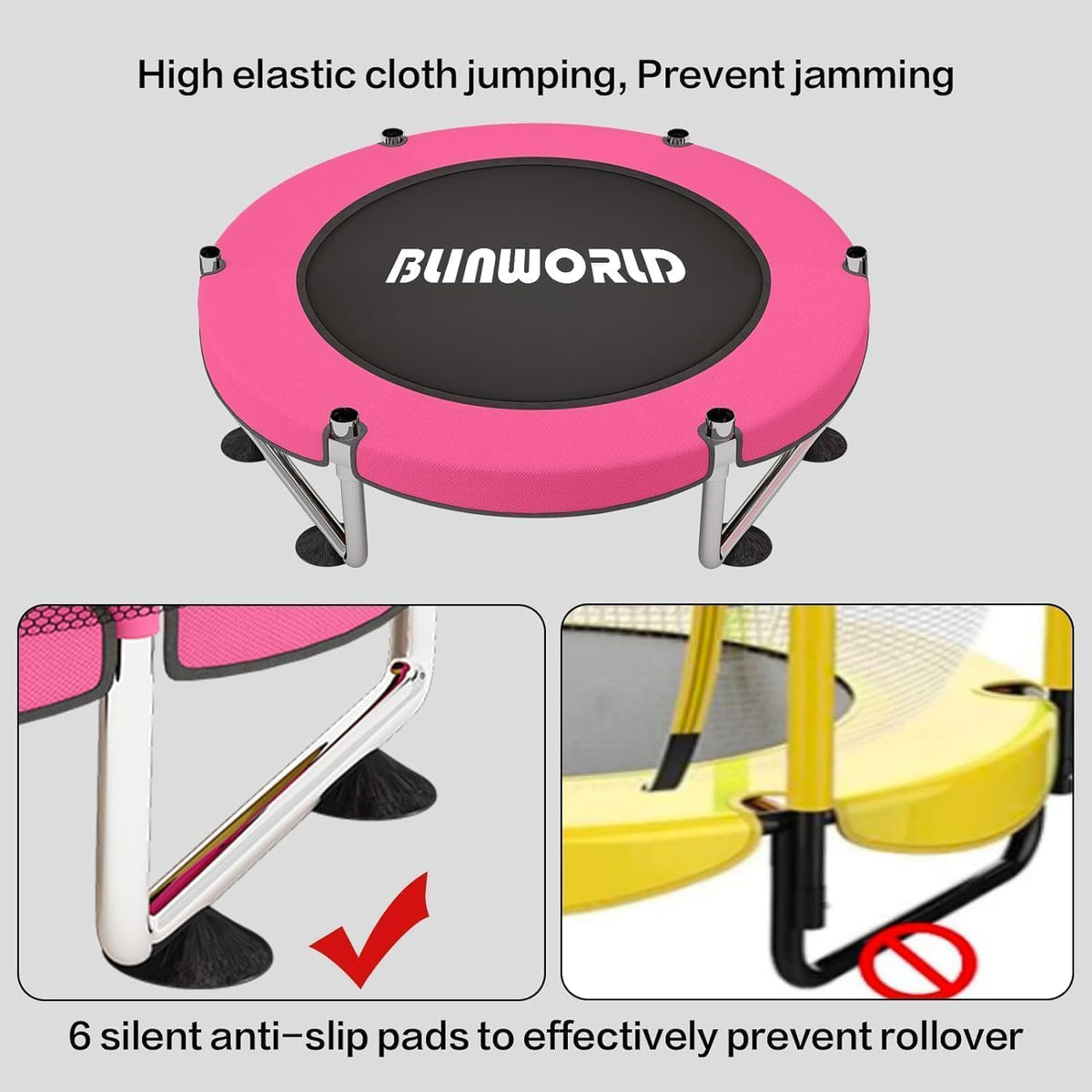 Trampoline voor kinderen, verstelbare baby peuter trampoline met basketbalring, 420 lbs indoor outdoor peuter trampoline met behuizing