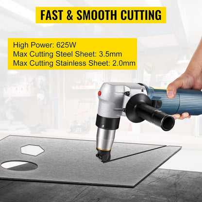 VEVOR Electric Nibbler 625 W Grinding Scissors Plate Thickness 4 mm Professional Tool for Metal and Adjustable Cutting Head, 360 Degree Rotating for Steel, Plastic, Copper, Glass,