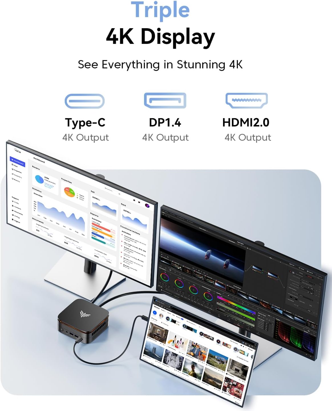 NiPoGi Pinova P1 Mini PC Ιntel Twin Lake N150 (beter dan N100) Ondersteunt W-11 Pro 16GB RAM 512GB M.2 SSD, Mini Desktop PC 4K@60HZ UHD Dual Display HDMI 2.0+DP 1.4/Dual Band WiFi/BT4.2/RJ45/VESA