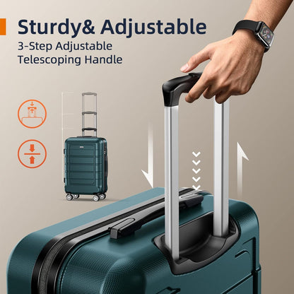SHOWKOO Kofferset Uitbreidbaar Reiskoffer PC+ABS Hardschalige Carry on Lichtgewicht Duurzaam Trolley Reizen Cabine Koffer Bagage met Spinner Wielen TSA Slot