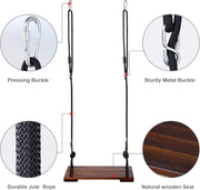 Schommelzitje - Schommels - Kinderschommel - Schommelplankje - voor Binnen Buiten - In Hoogte Verstelbaar Touw - Belastbaar tot 200kg - Dennenhout - 43 x 19.5 cm - Bruin